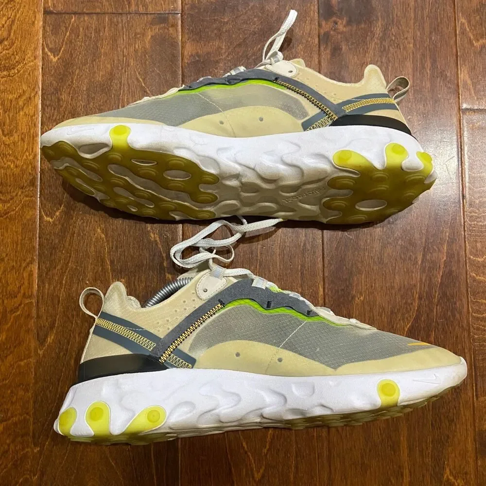 Nike React Element 87 Light Orewood Brown Laser Orange AQ1090-101 Mens Size 10.5